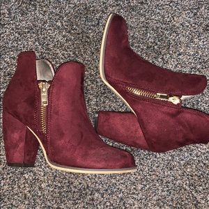 Burgendy Suede Ankle Boots